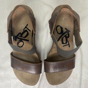 OTBT Bushnell Wedge Women's Sandals Pewter Leather Size 5.5